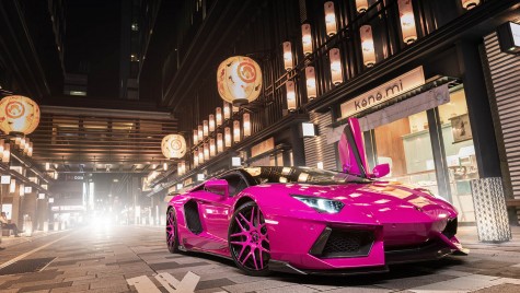 Un Lamborghini roz întoarce capete la Tokyo